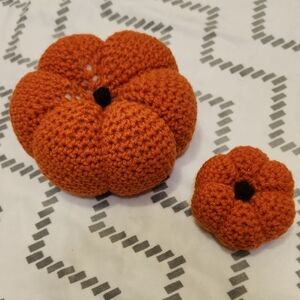Handmade Crochet Pumpkin Set in Orange
